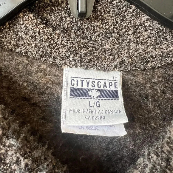 City‎ Scape Toronto Mens L Brown Quarter Zip Knit Jacket Side Pockets - Picture 3 of 4